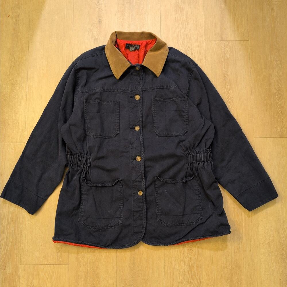 VTG Gloria Vanderbilt Women's XL Field Jacket Coat Utility Chore Blue‎